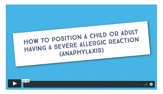 How to position a child or an adult having a severe allergic reaction